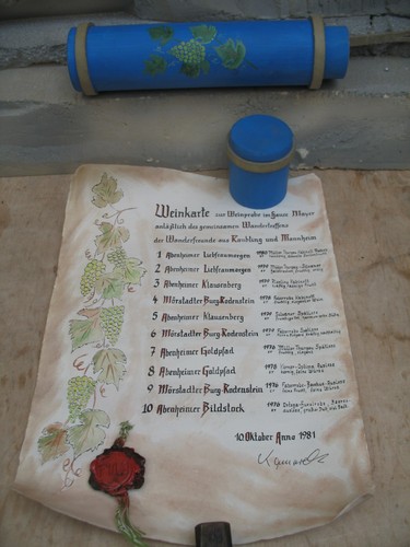 Weinkarte zur weinprobe 1981 - zur,